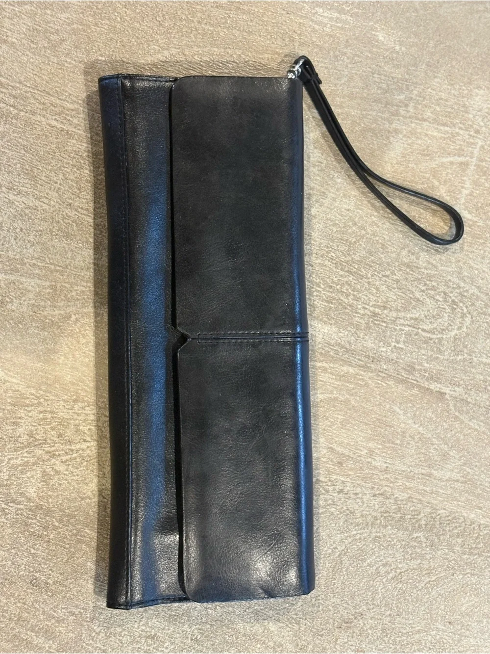 Black Leather Wristlet Clutch for Men - Sleek Travel Wallet